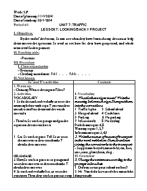 Giáo án Tiếng anh lớp 7 - Tiết 61 đến 75 - Năm học 2013-2014